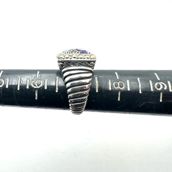 Effy 18k Yellow Gold Sterling Silver Multicolor Multi Gemstone Ring Size 7 - Picture 6 of 6